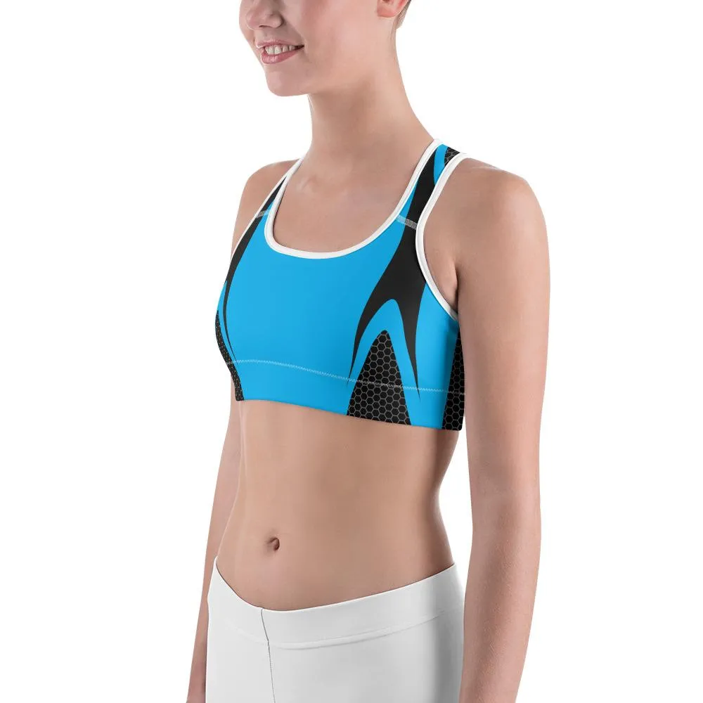 Blue Honeycomb Carbon Sports Bra