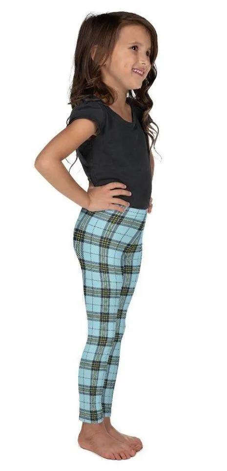 Blue Plaid Print Kid's Leggings