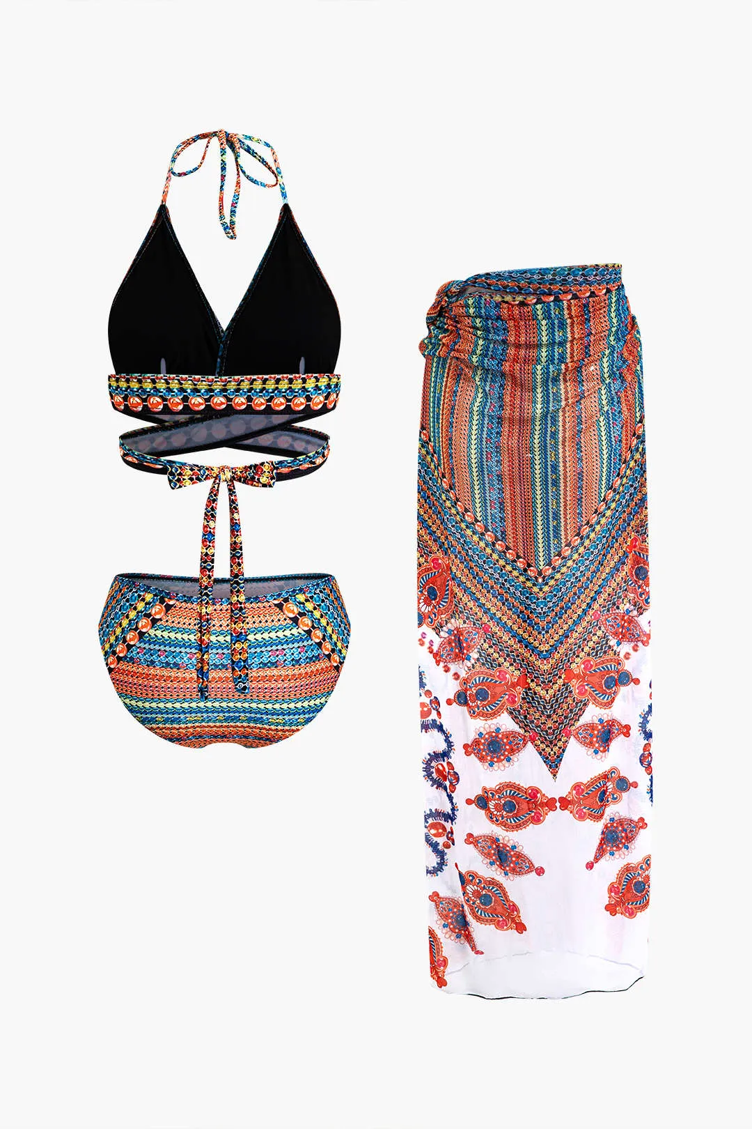 Bohemian Print Swimsuit 3-Piece Sets