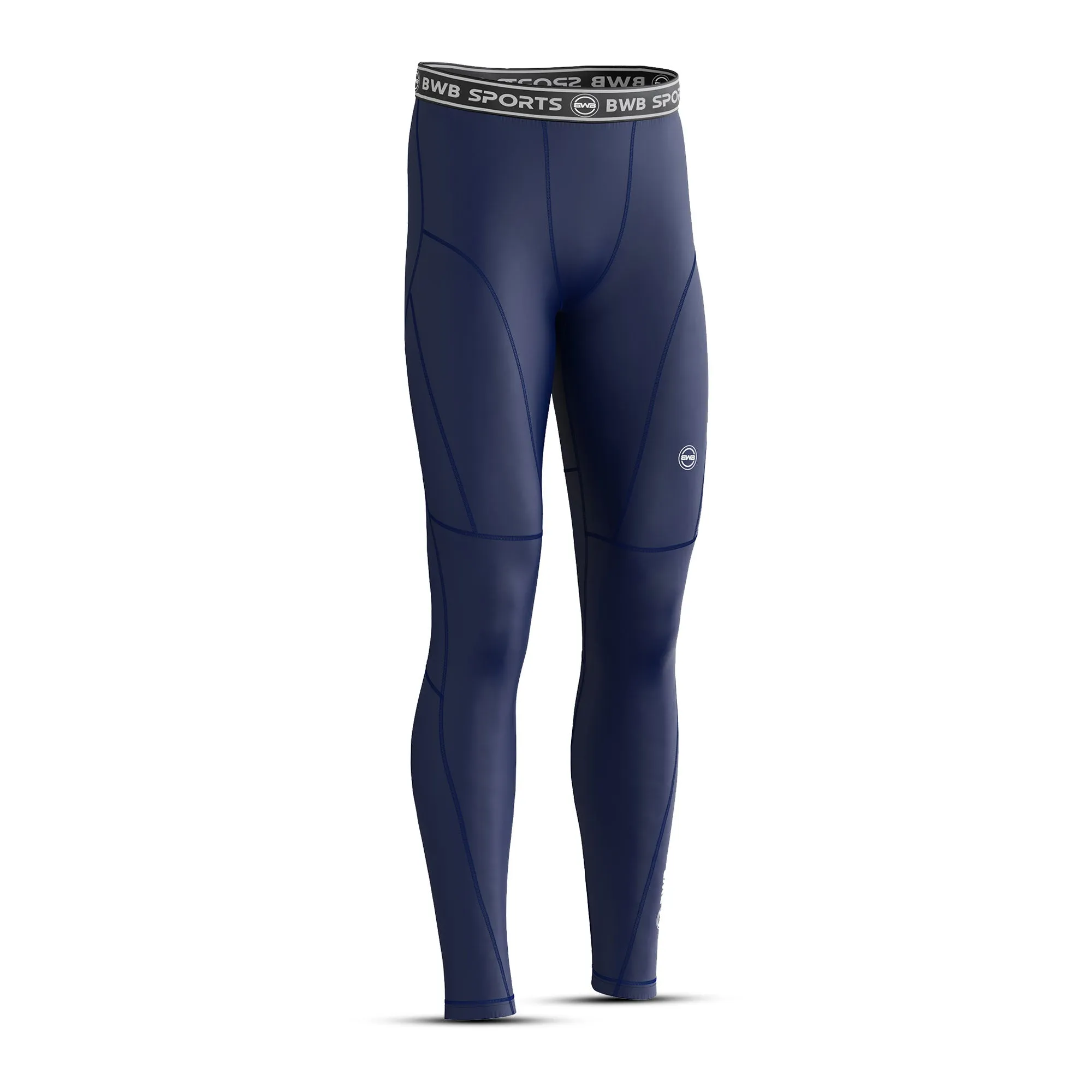 BWB Men's Navy Blue Baselayer Compression Leggings