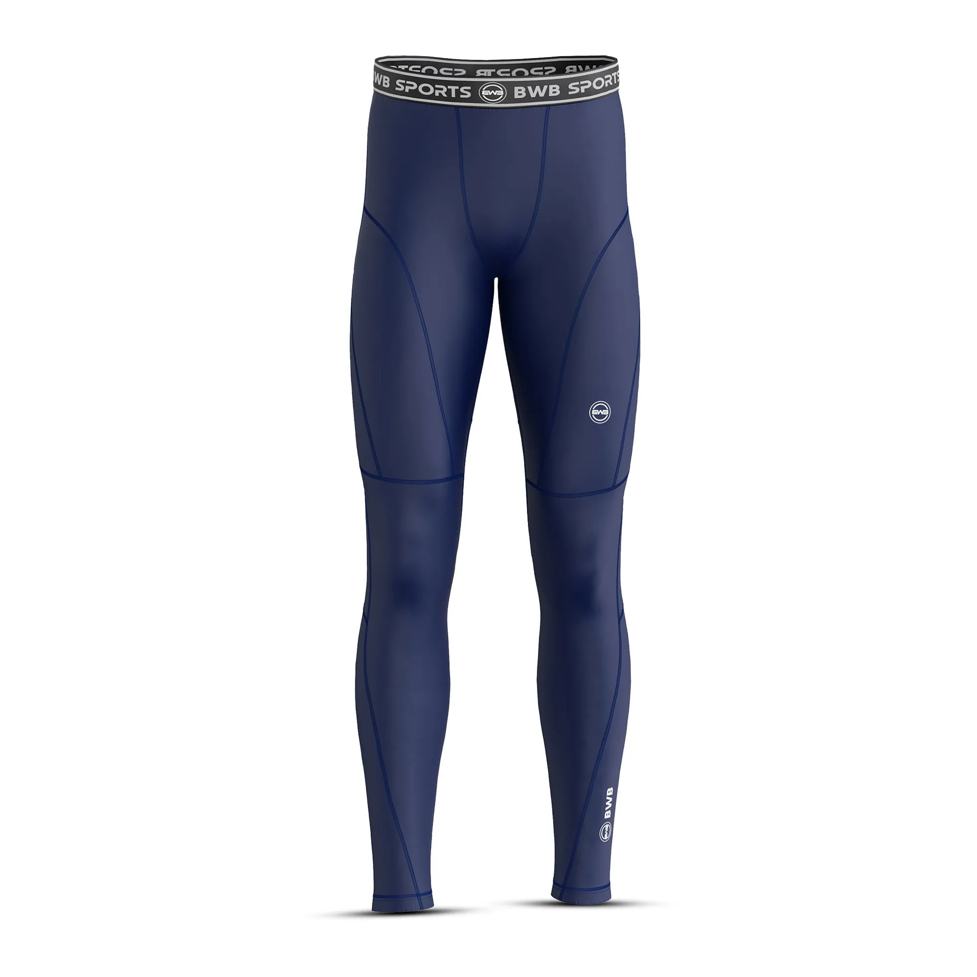 BWB Men's Navy Blue Baselayer Compression Leggings