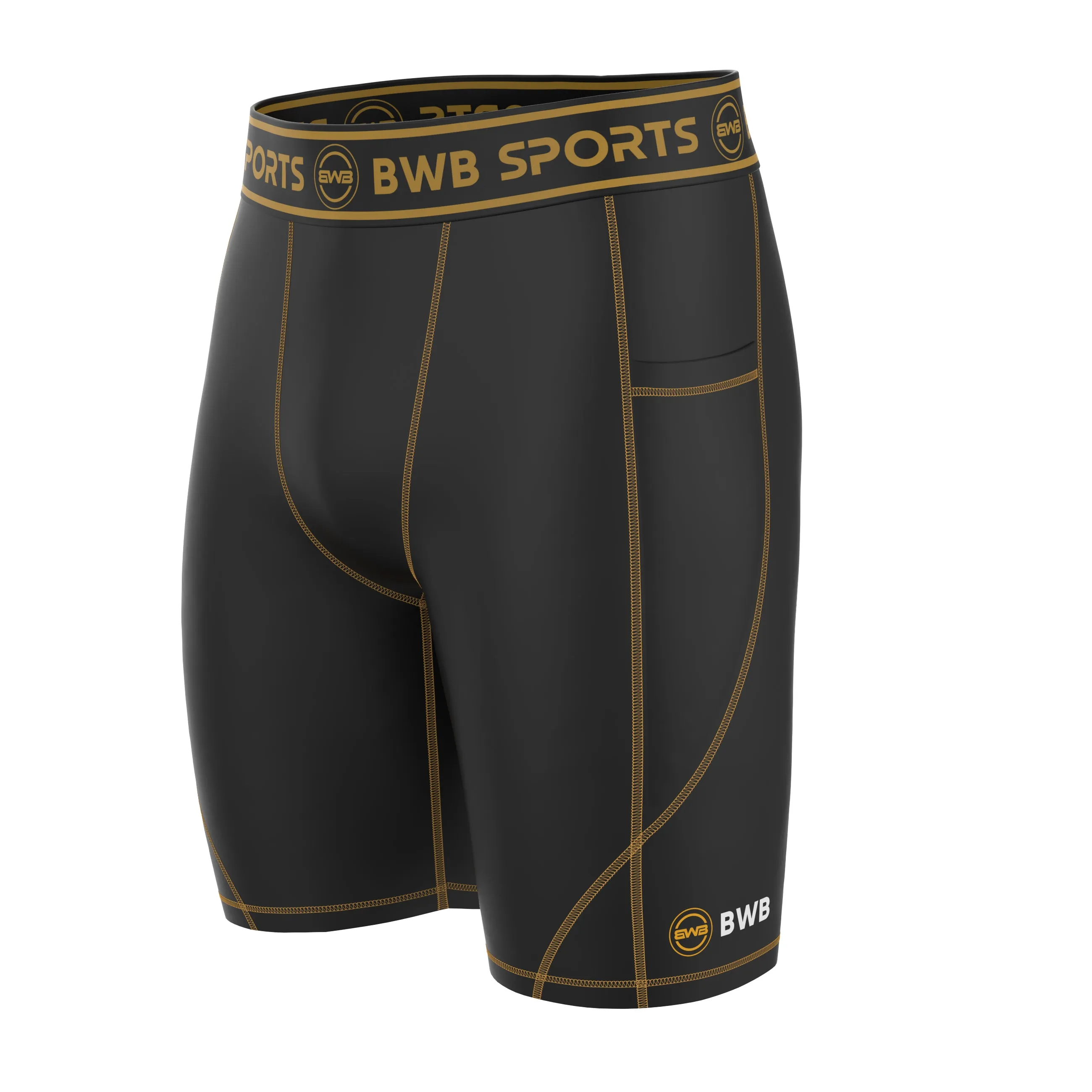 BWB Men's Orange Compression Shorts