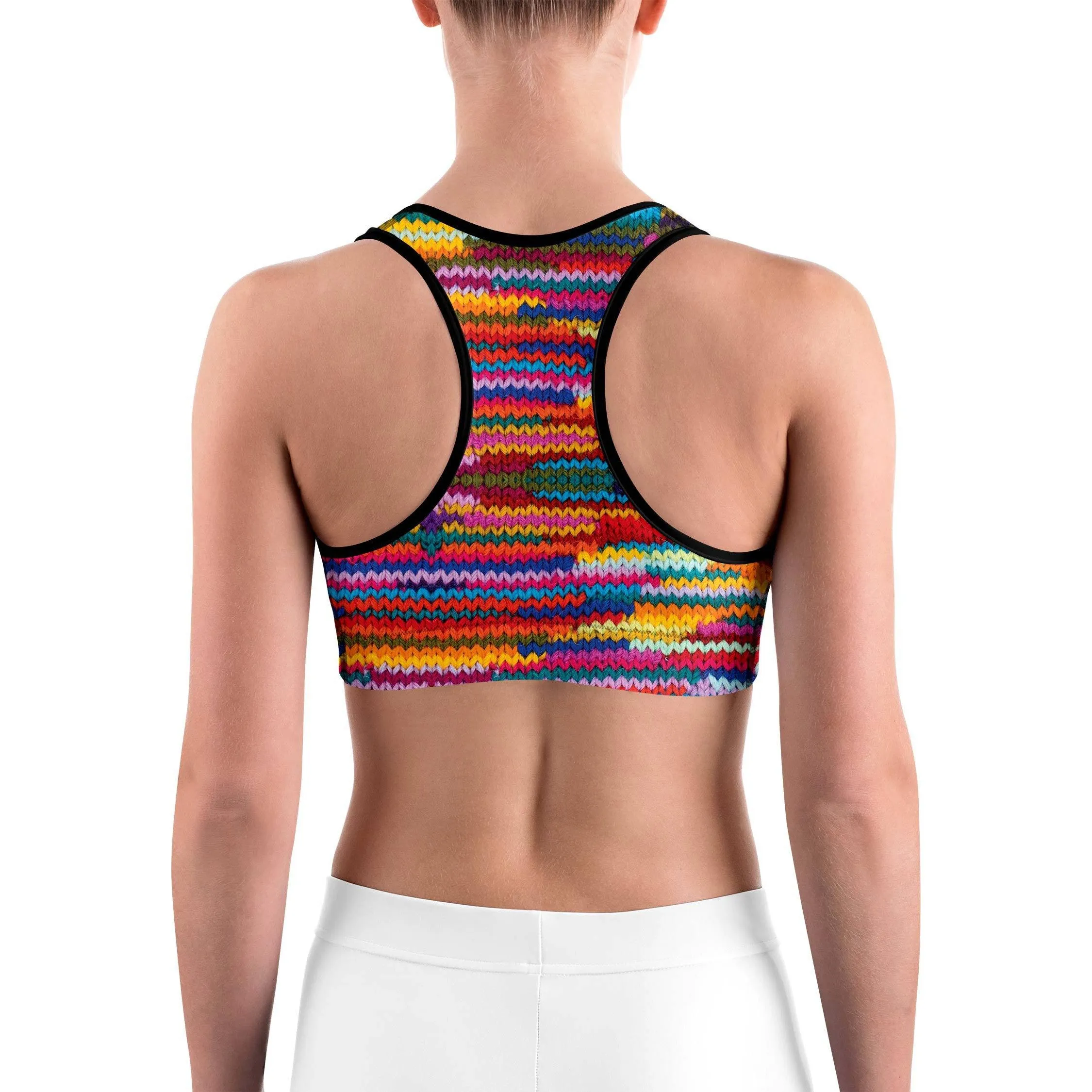 Colorful Knitted Pattern Sports bra