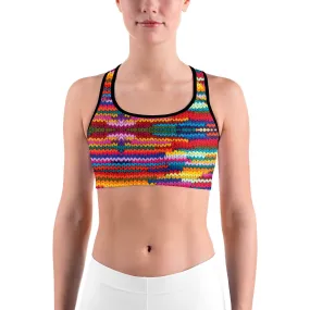 Colorful Knitted Pattern Sports bra