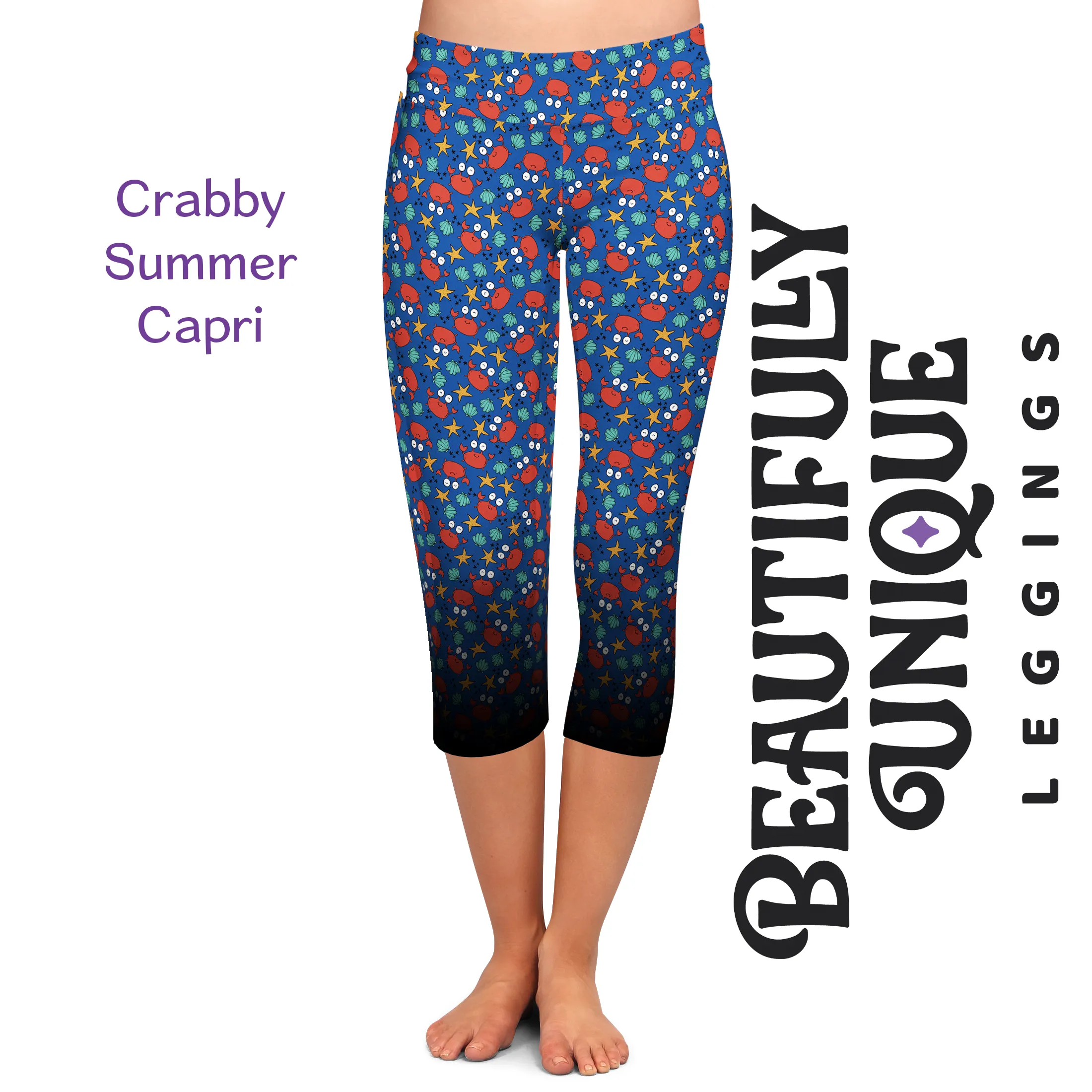 Crabby Summer Full-Length OR Capri - High-quality Handcrafted Vibrant Leggings