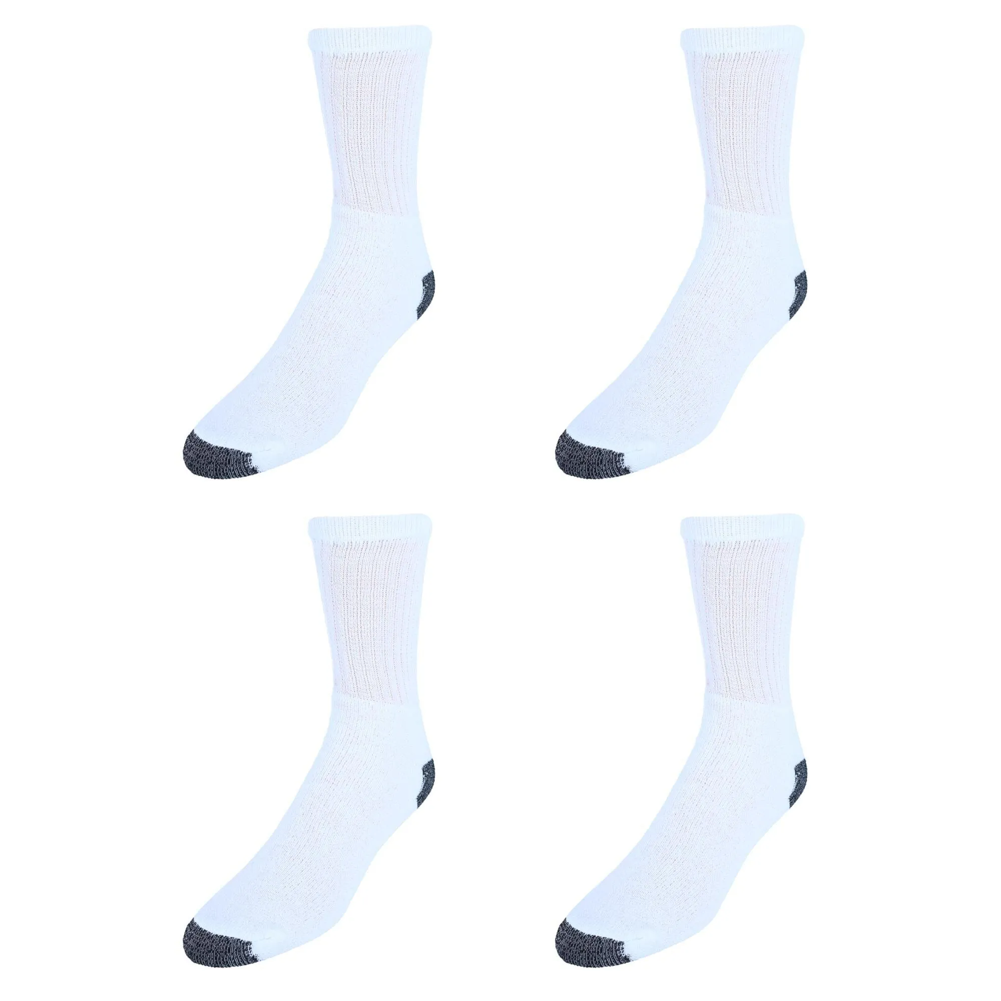 CTM® Men's Casual and Comfortable Colored Heel and Toe Crew Socks (4 Pack)