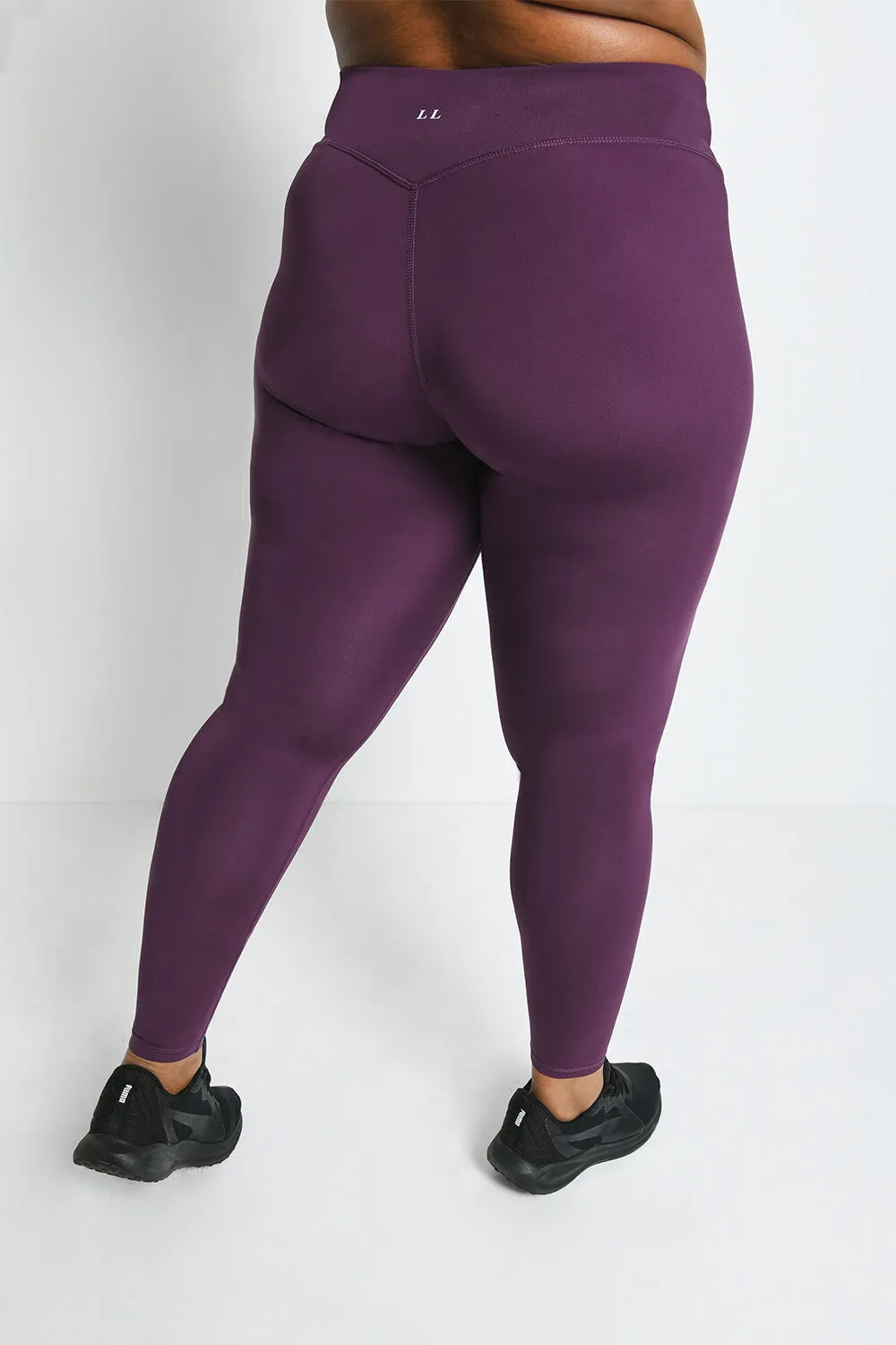 Curve Focus High Waisted Sports Leggings - Mulberry Plum