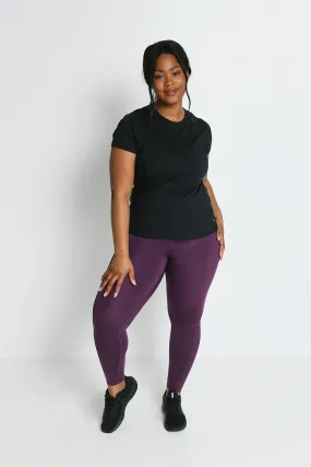 Curve Focus High Waisted Sports Leggings - Mulberry Plum