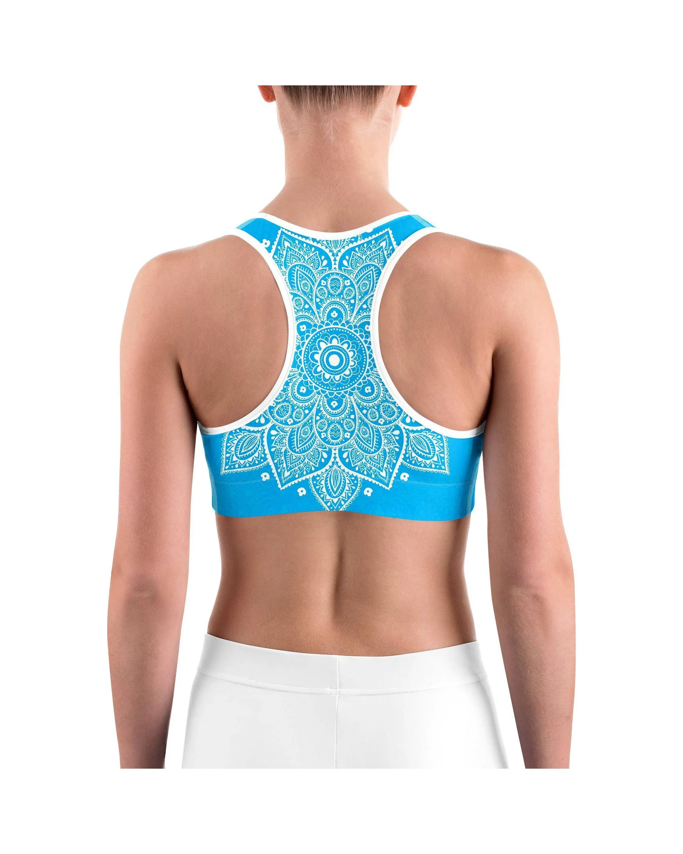 Cyan Blue Mandala Sports bra