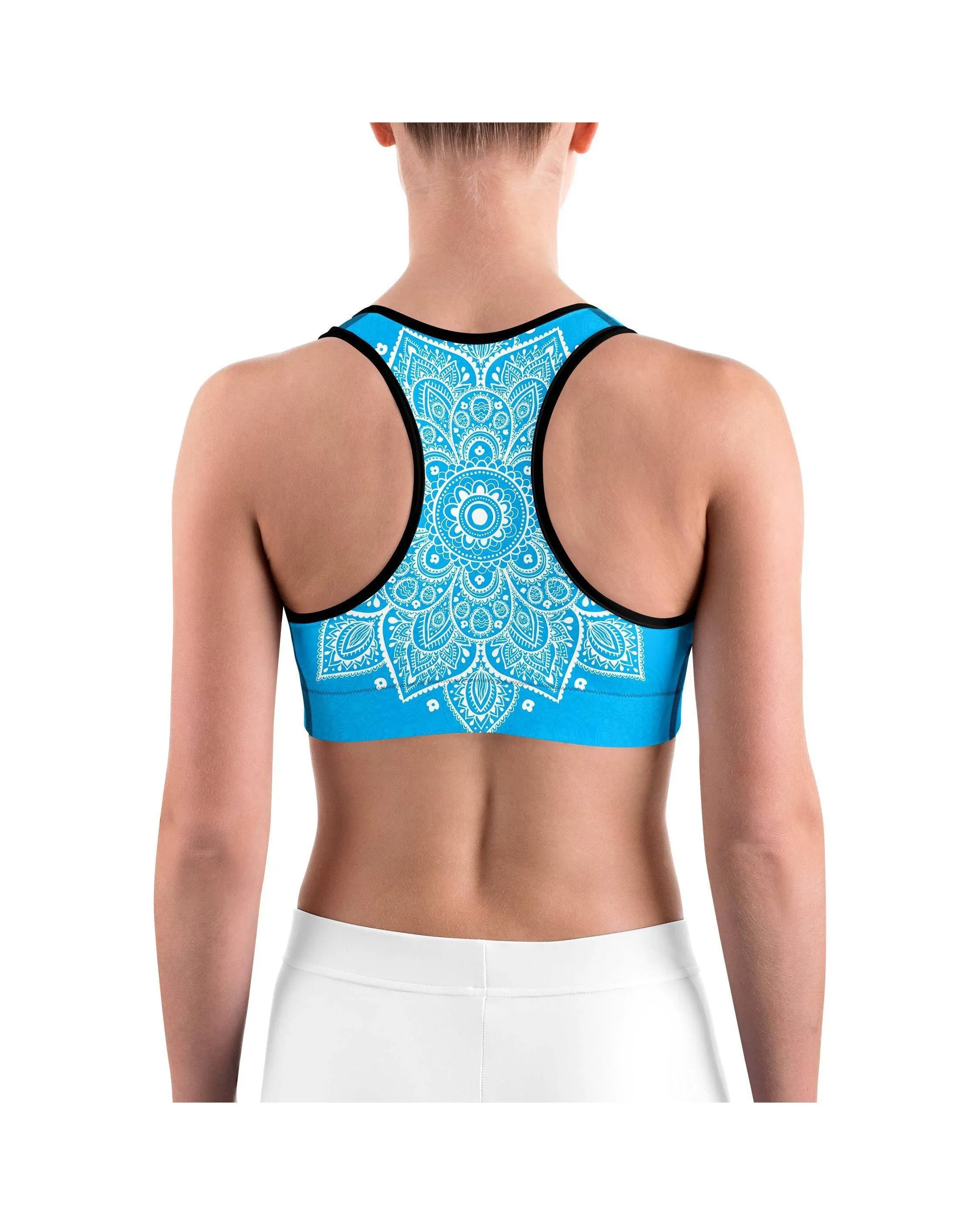 Cyan Blue Mandala Sports bra