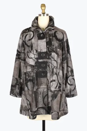 Damee Multi-Print Button Patch Coat 4906-GRY F24