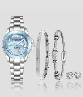 Depthmaster 3950L.3 Quartz 32mm Fashion with Lily Polished Bangle, Lara Snake Chain Bracelet and Studs