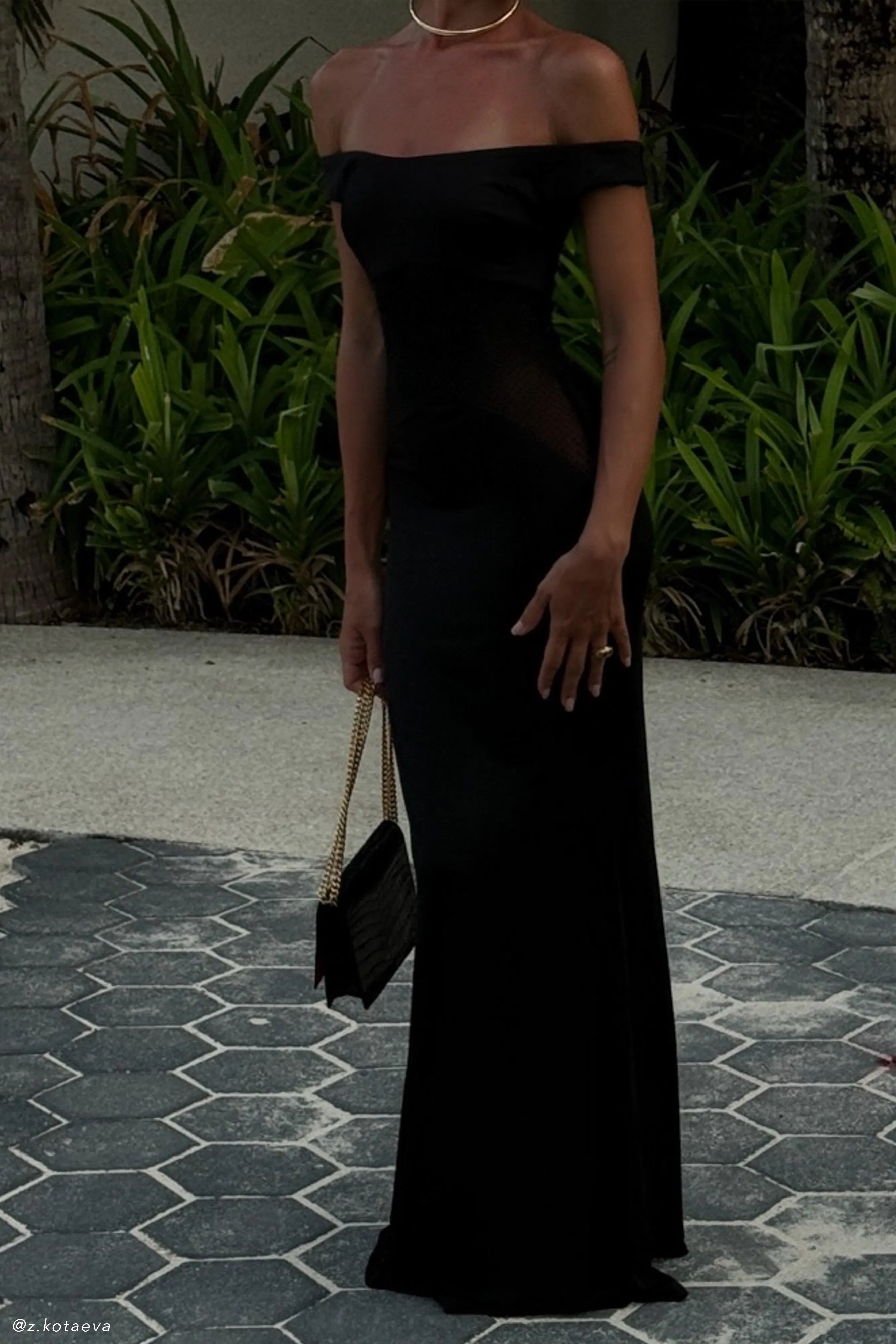 Black Maxi Dress with Diamante Embellishments by Desmond Slinky