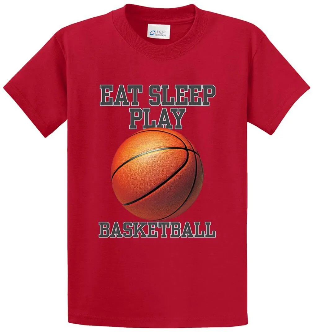 Eat Sleep Play Basketball (Color) Printed Tee Shirt