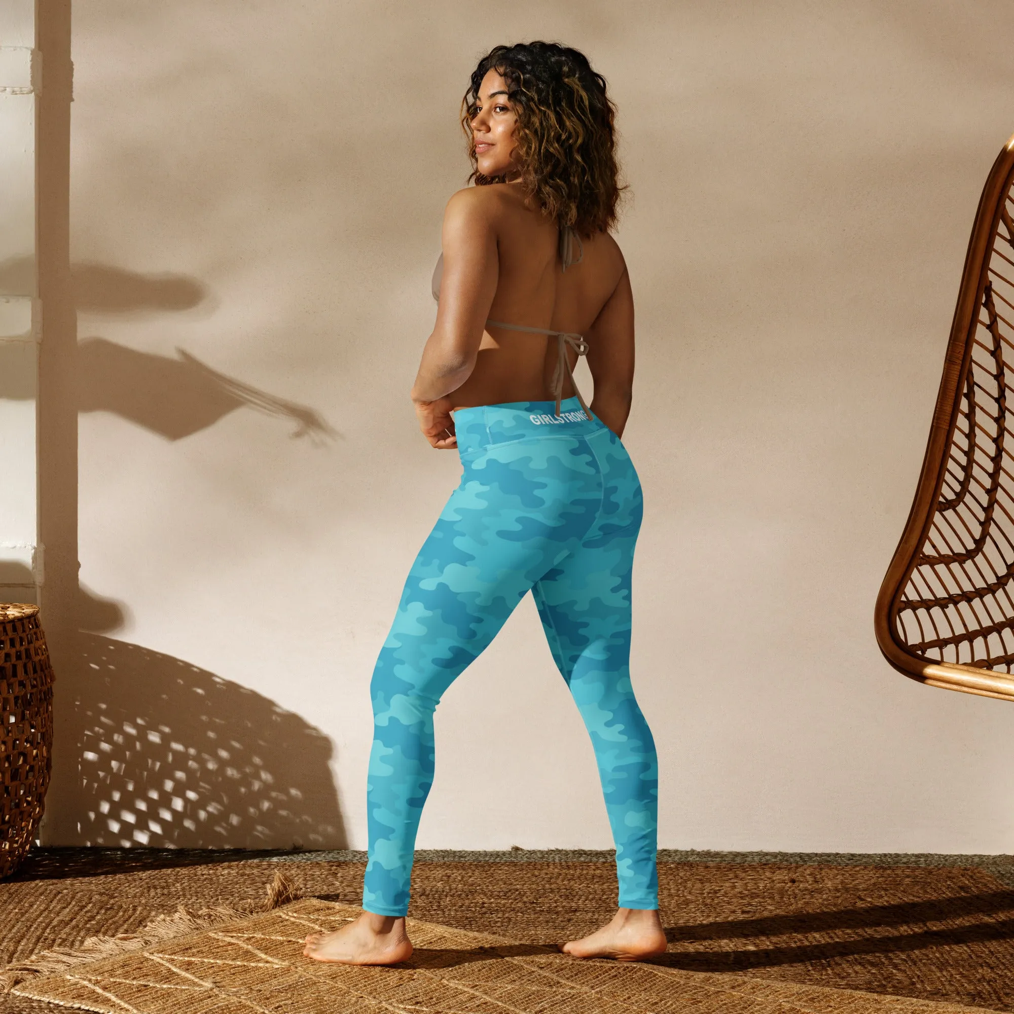 ELEVATED ESSENTIALS, BOOTY BOOSTING HIGH WAISTBAND LEGGING TURQUOISE CAMO