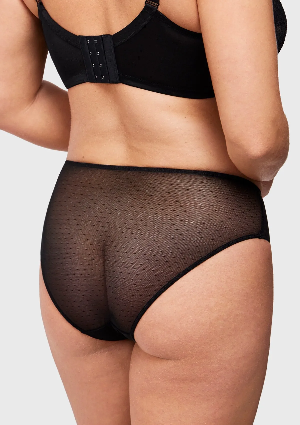 Enchante High-Rise Black Lace Brief Underwear