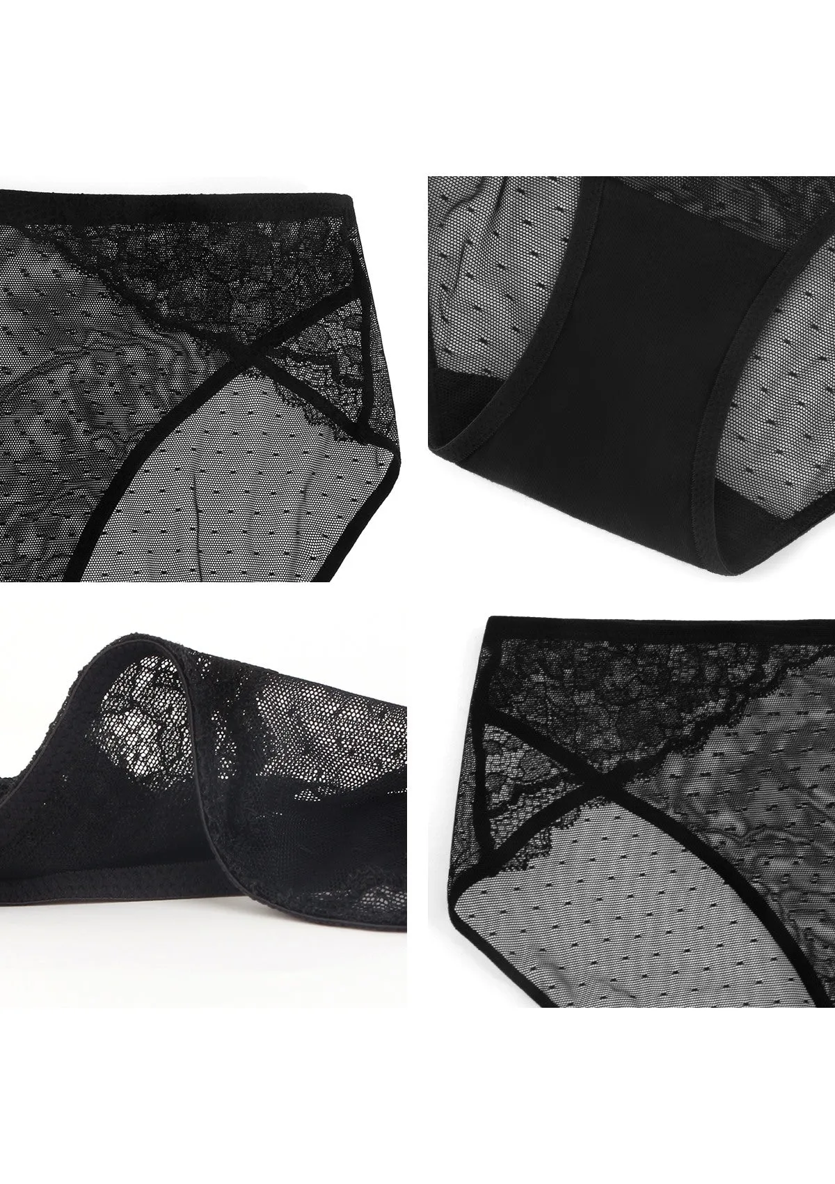 Enchante High-Rise Black Lace Brief Underwear