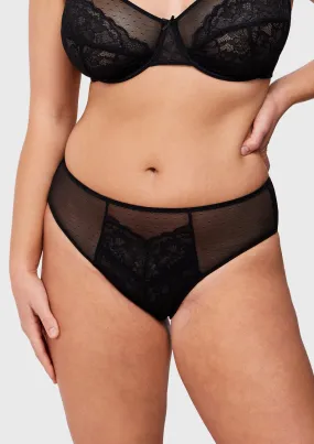 Enchante High-Rise Black Lace Brief Underwear