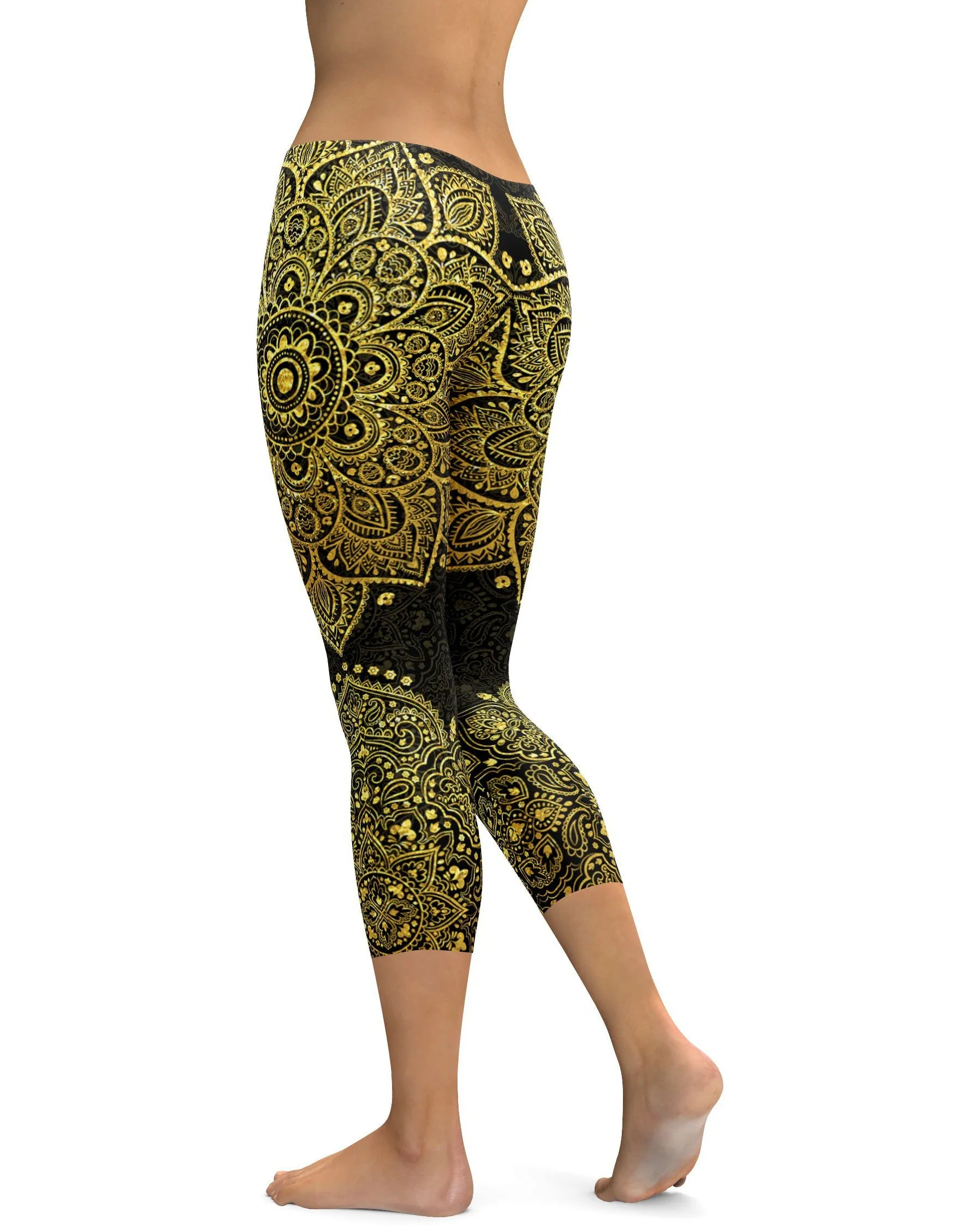 Faux Golden Mandala Capris