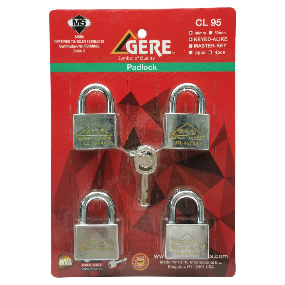 Gere Padlock Key Alike 4pcs Set 40mm