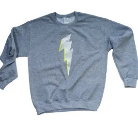 Grey Sweatshirt with Silver Lightning Bolt