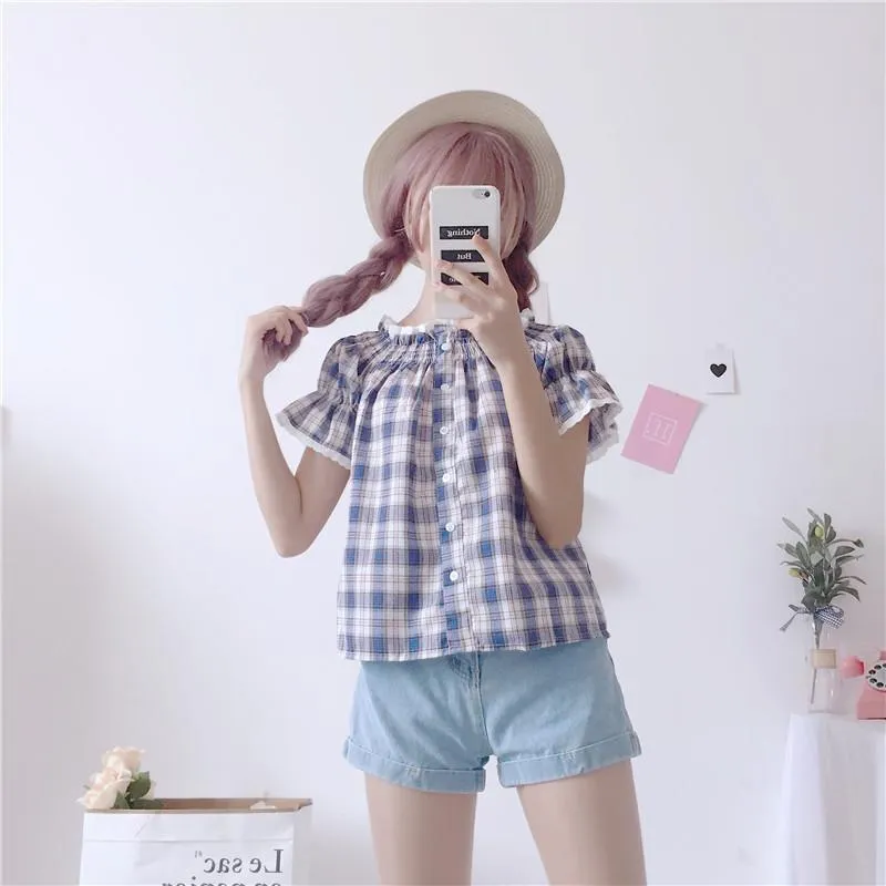 Harajuku Lace Ruffles Short Sleeved Shirt