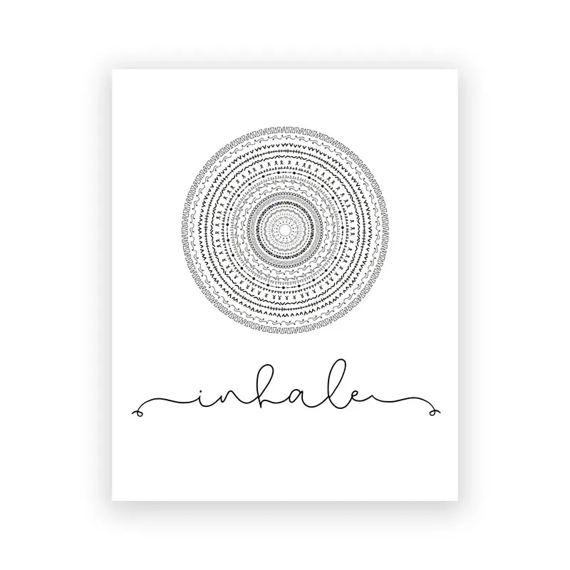 Inhale Exhale Minimalist Inspirational Meditation Poster Wall Art Fine Art Canvas Prints For Yoga Studio Pictures For Modern Home Decor