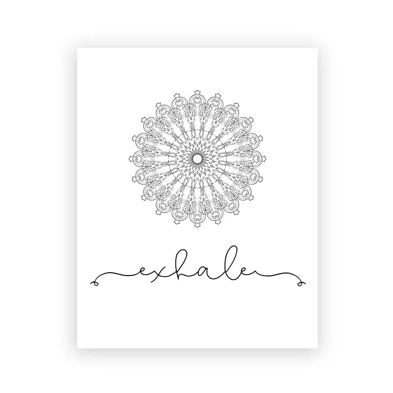 Inhale Exhale Minimalist Inspirational Meditation Poster Wall Art Fine Art Canvas Prints For Yoga Studio Pictures For Modern Home Decor