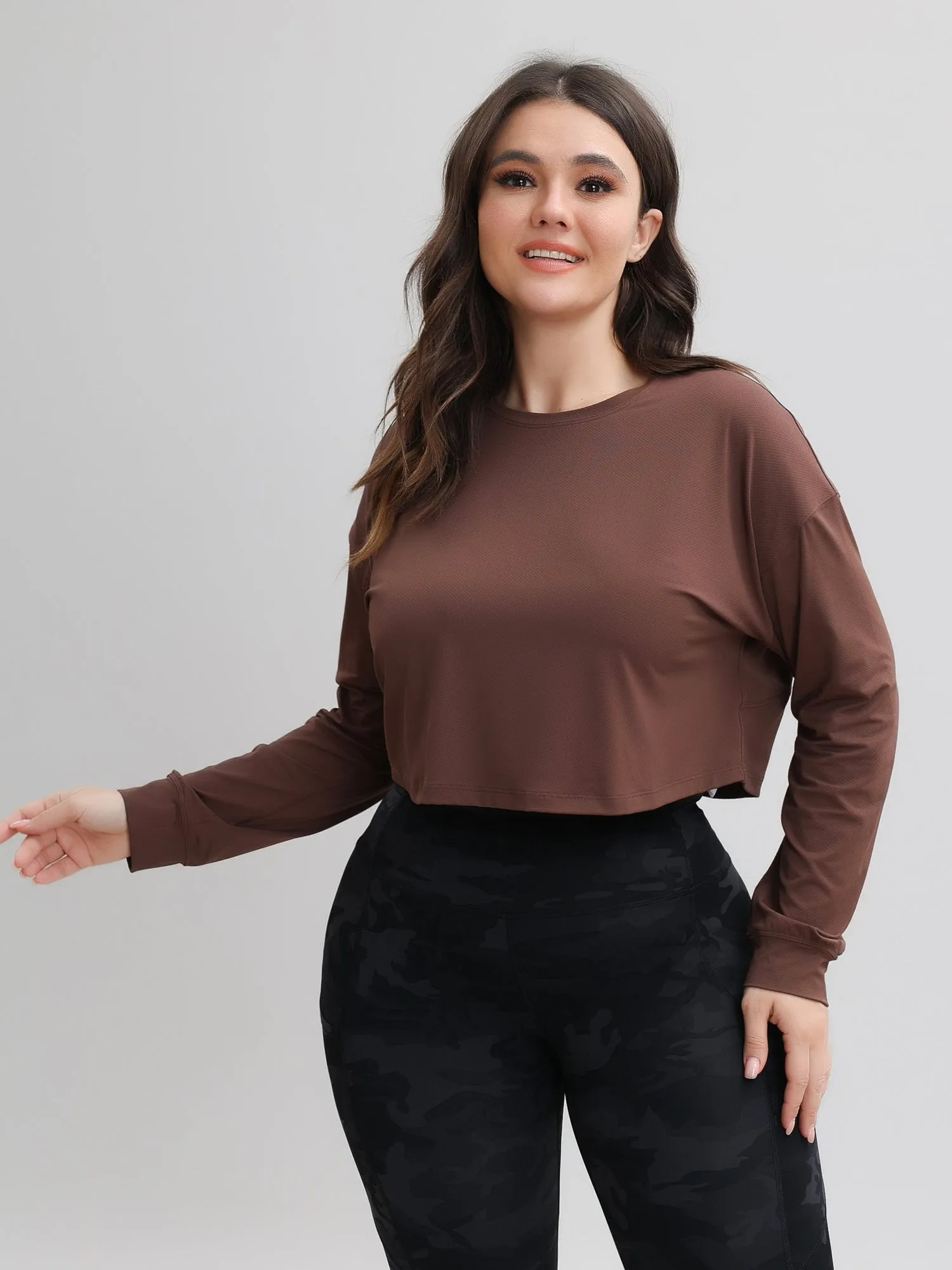 Jacquard Outdoor Sports Long-Sleeve Crop Top