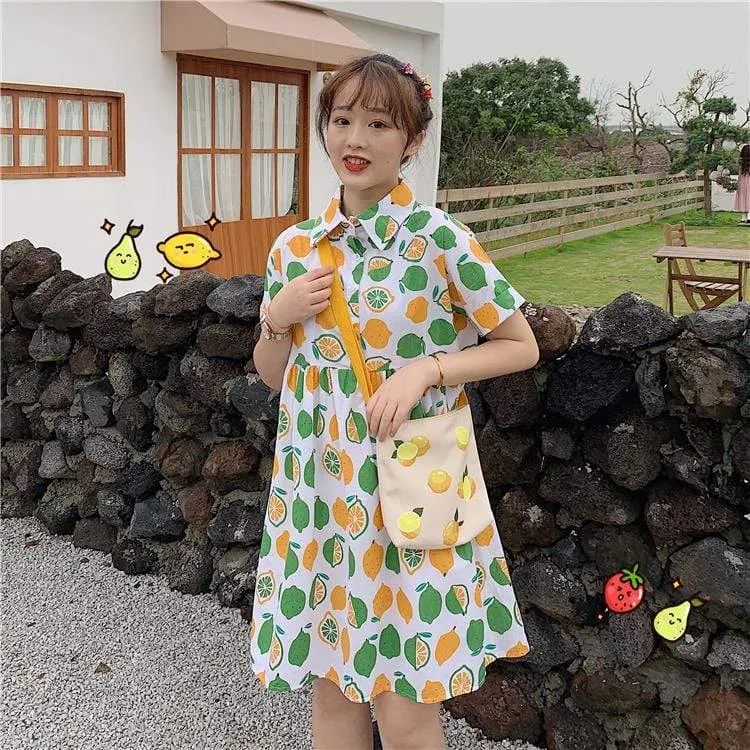 Kawaii Fruit Printed Short Sleeved Dress