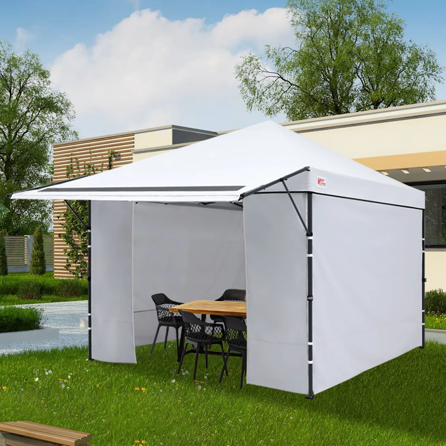 Leisure Sports 10x10 Easy Pop up Canopy Tent with Awning and Sidewalls