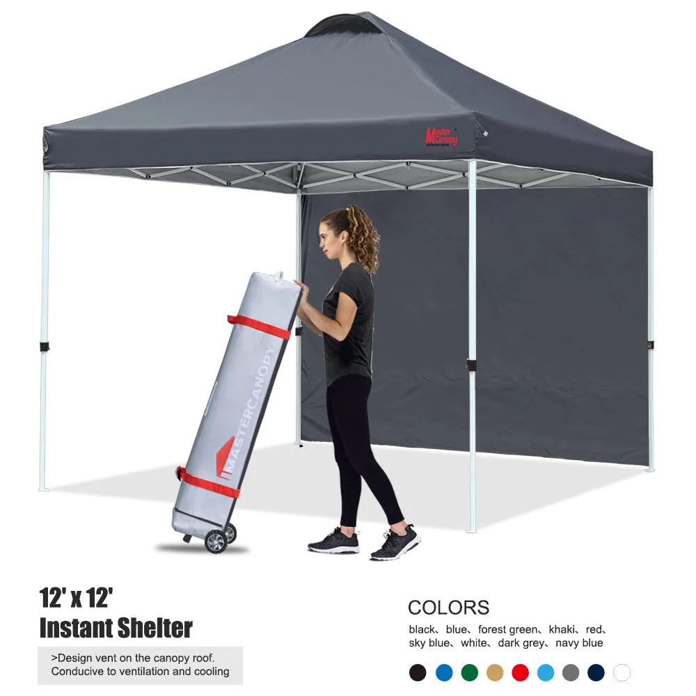 Leisure Sports 10x10/12x12 Durable Ez Pop-up Canopy Tent with 1 Sidewall-US