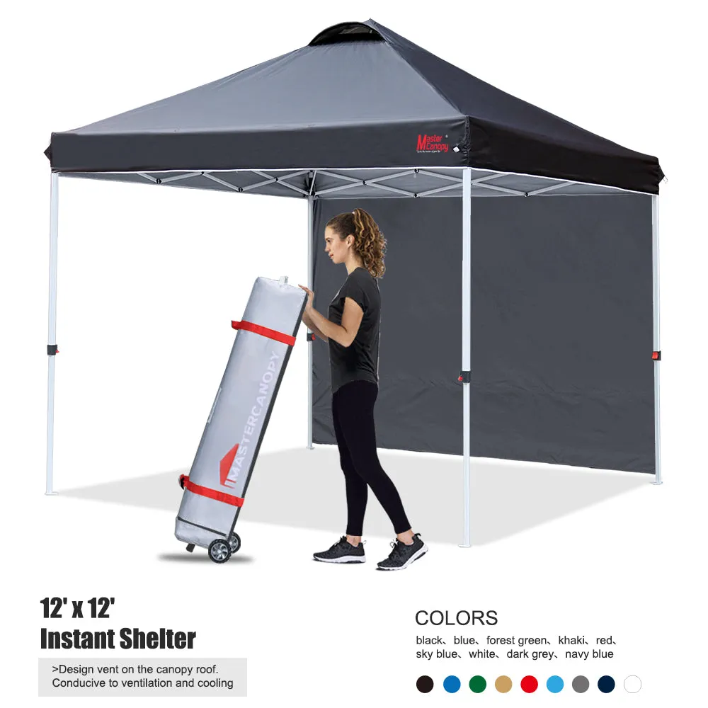 Leisure Sports 10x10/12x12 Durable Ez Pop-up Canopy Tent with 1 Sidewall-US