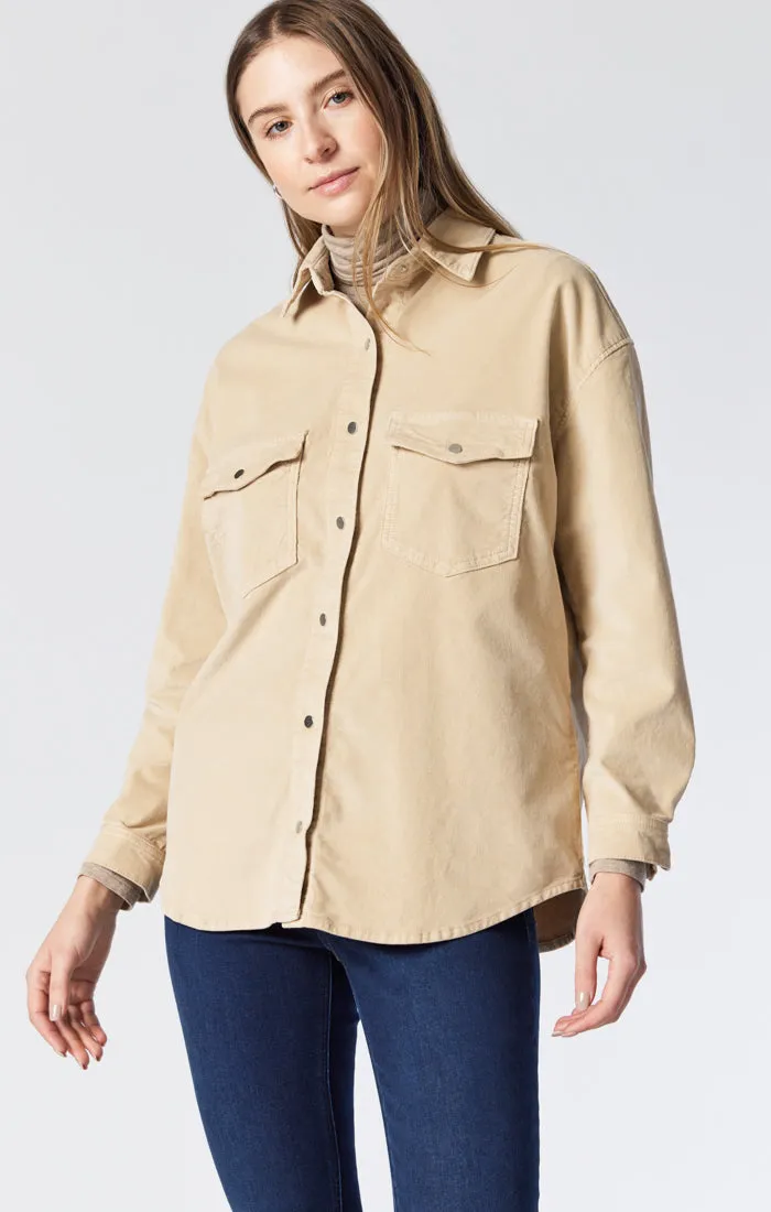 LIVIA OVERSIZED SHIRT IN IRISH CREAM CORD