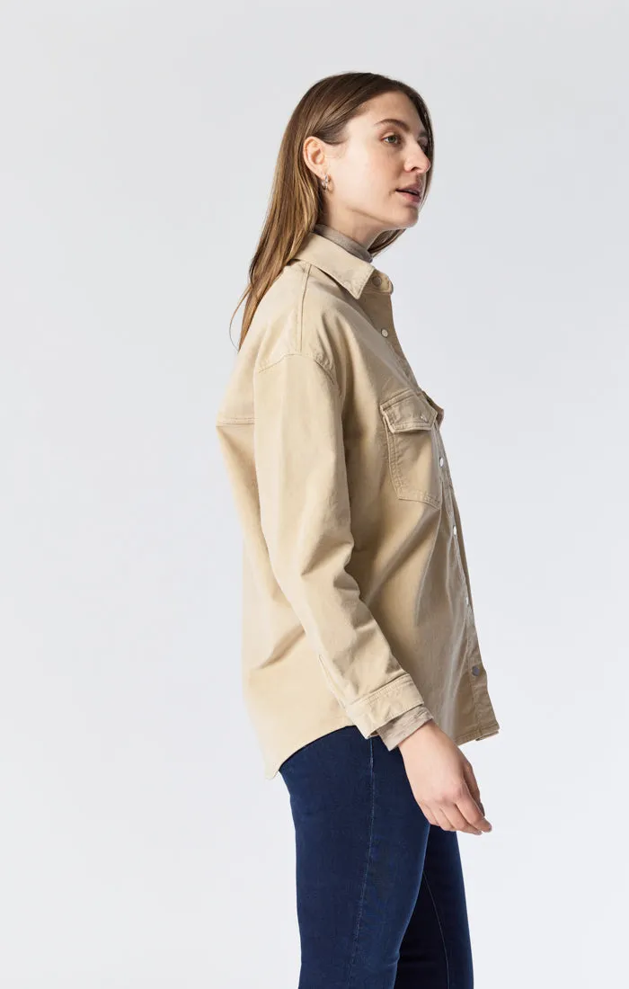 LIVIA OVERSIZED SHIRT IN IRISH CREAM CORD