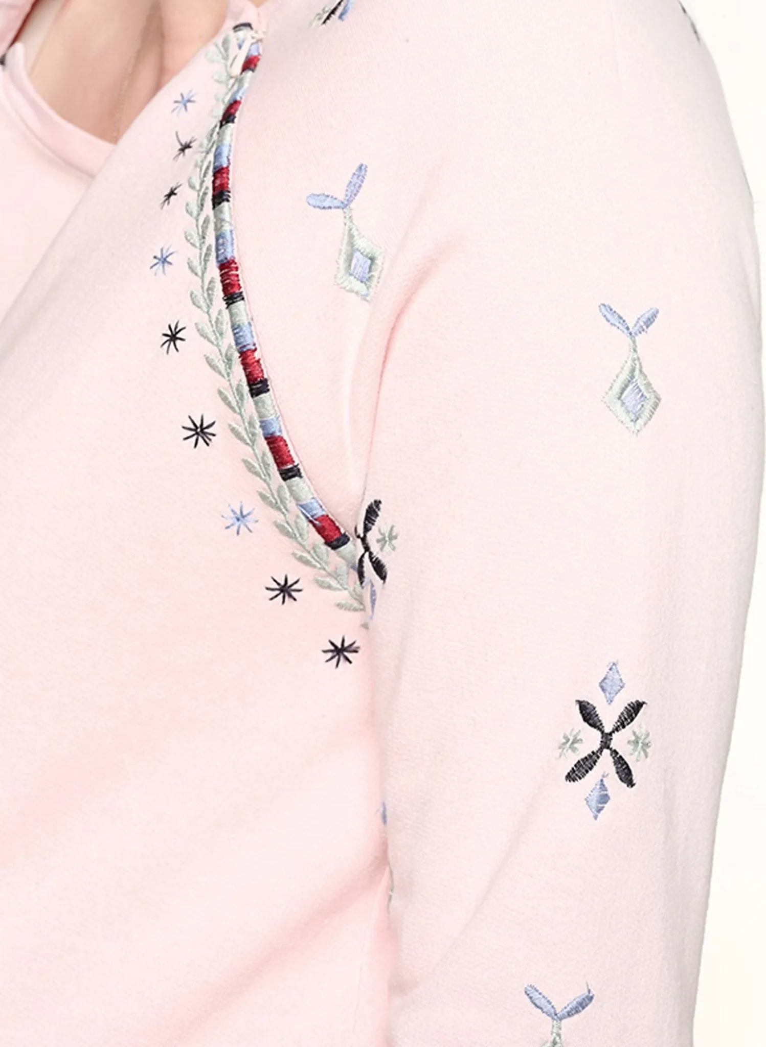 Maternity & Nursing Embroidered  Blouse - Pink