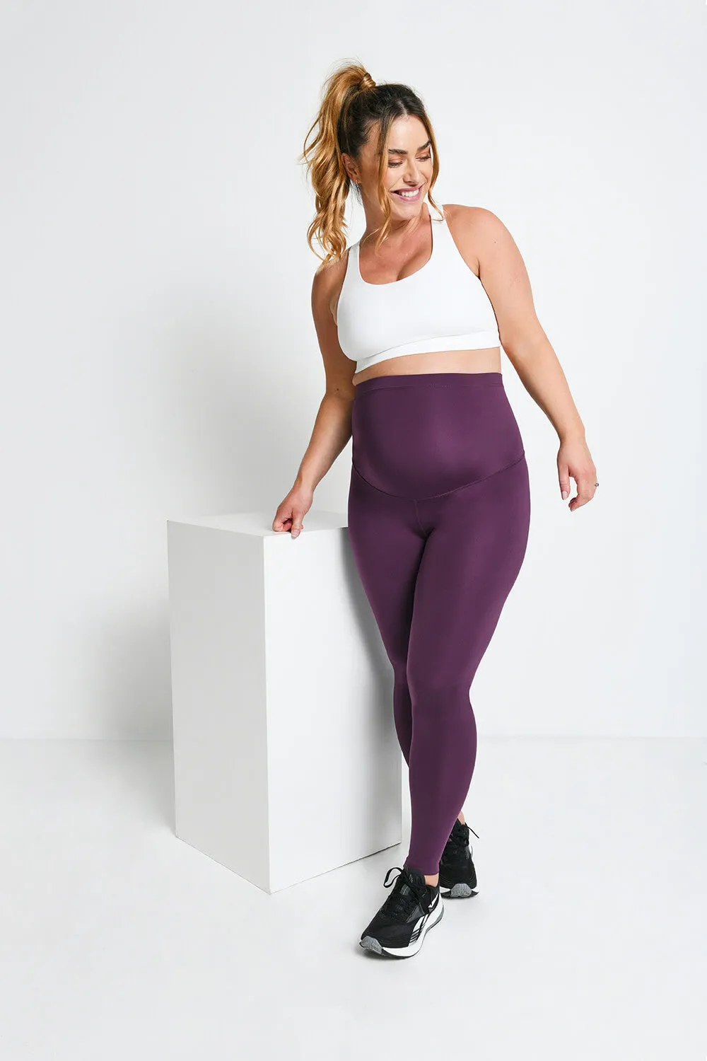 Maternity Focus Sports Leggings - Mulberry Plum