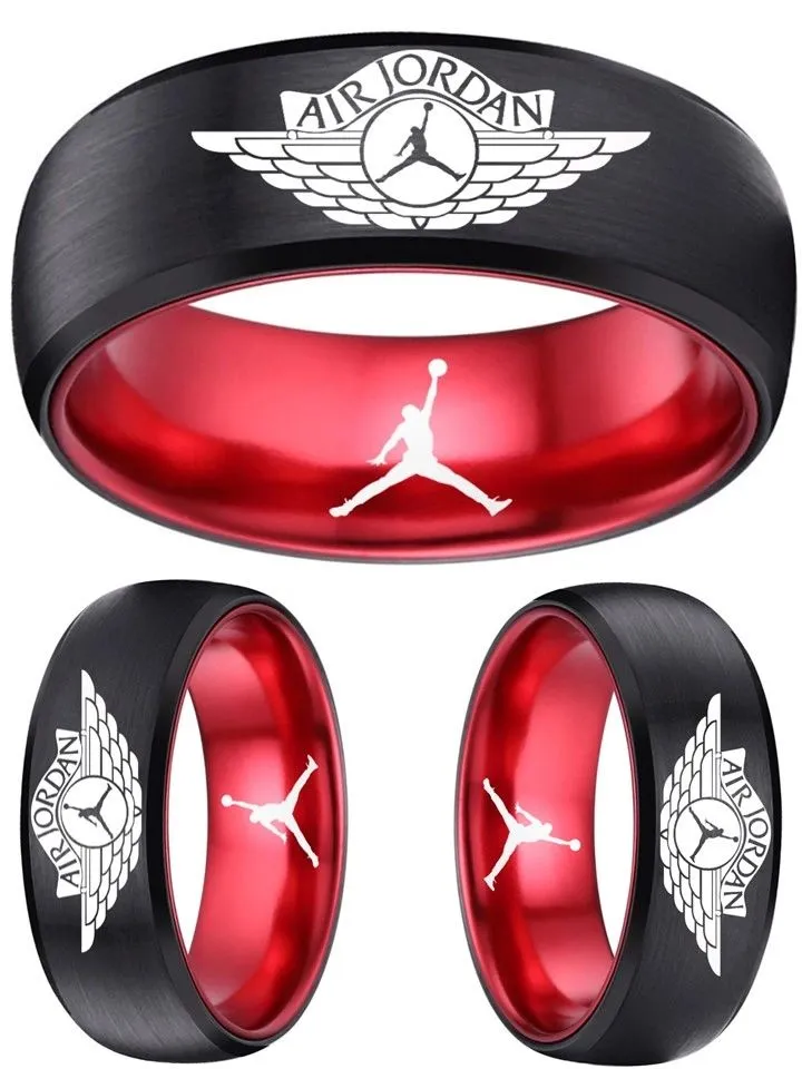 Michael Jordan Ring 8mm Black & Red Wedding Ring Sizes 6 -13 #jordan #airjordan #jordanbrand