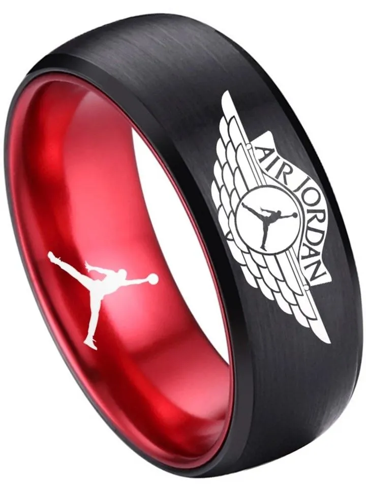 Michael Jordan Ring 8mm Black & Red Wedding Ring Sizes 6 -13 #jordan #airjordan #jordanbrand