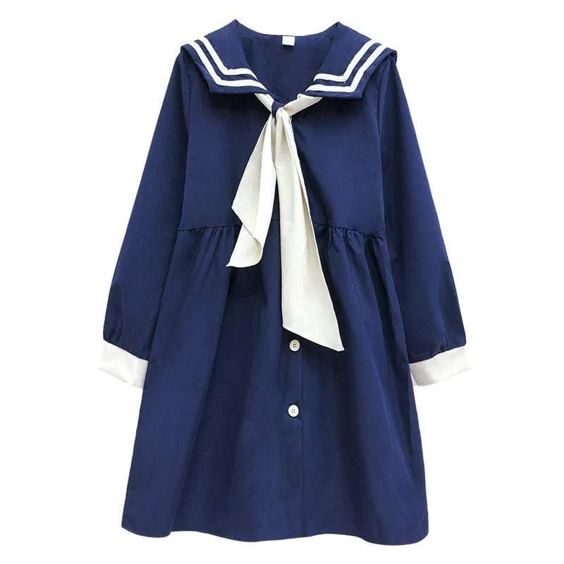 Navy Style Long Sleeved Dress