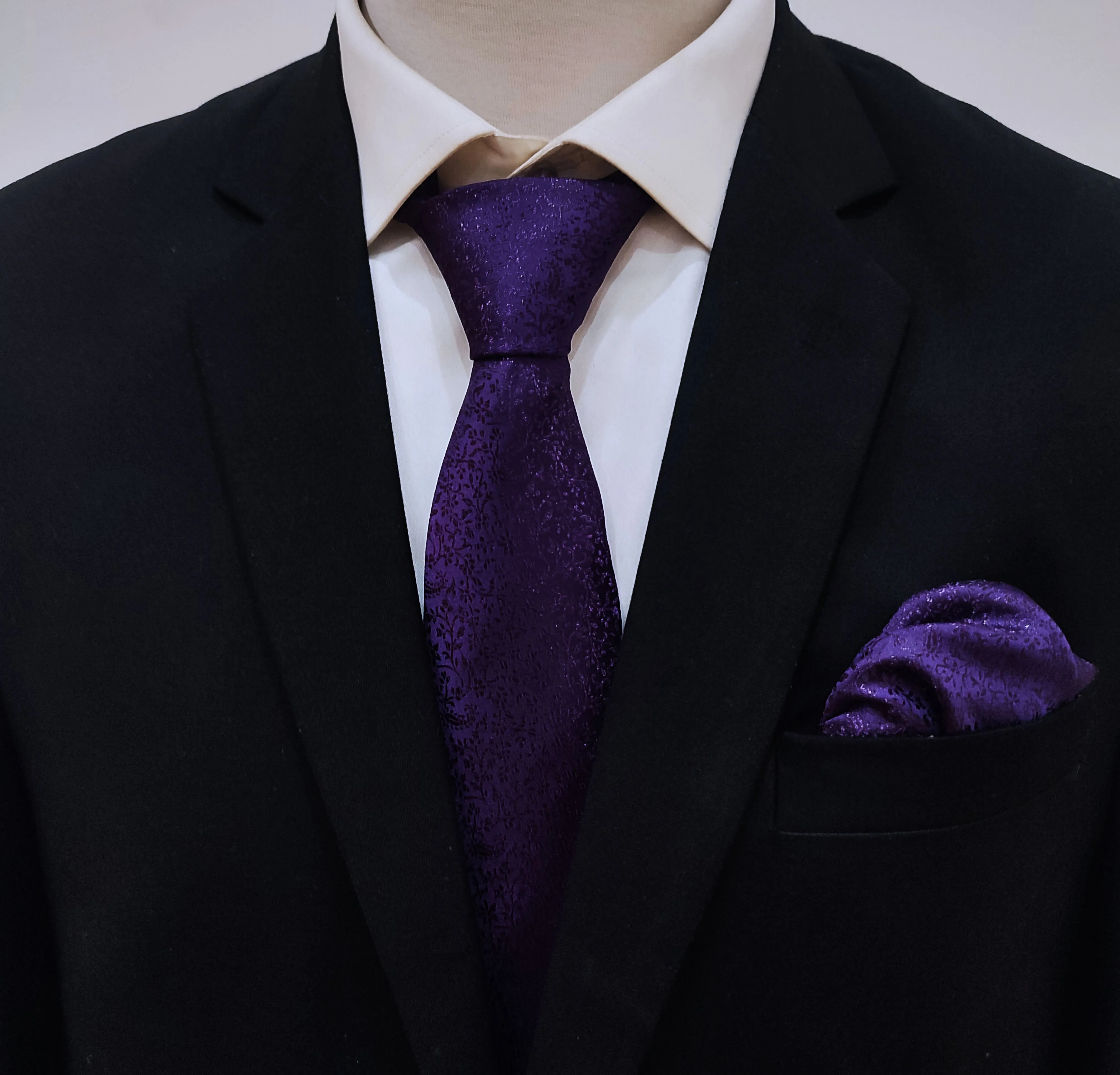 Paisley Purple Self Tie & Pocket Square Set