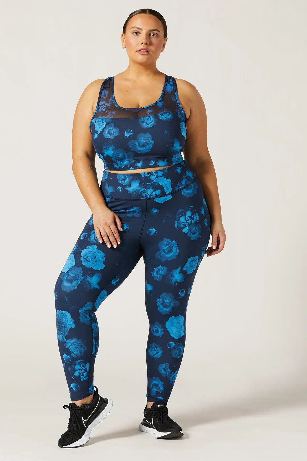 Rebel High Waist Legging Neon Flowers Blue