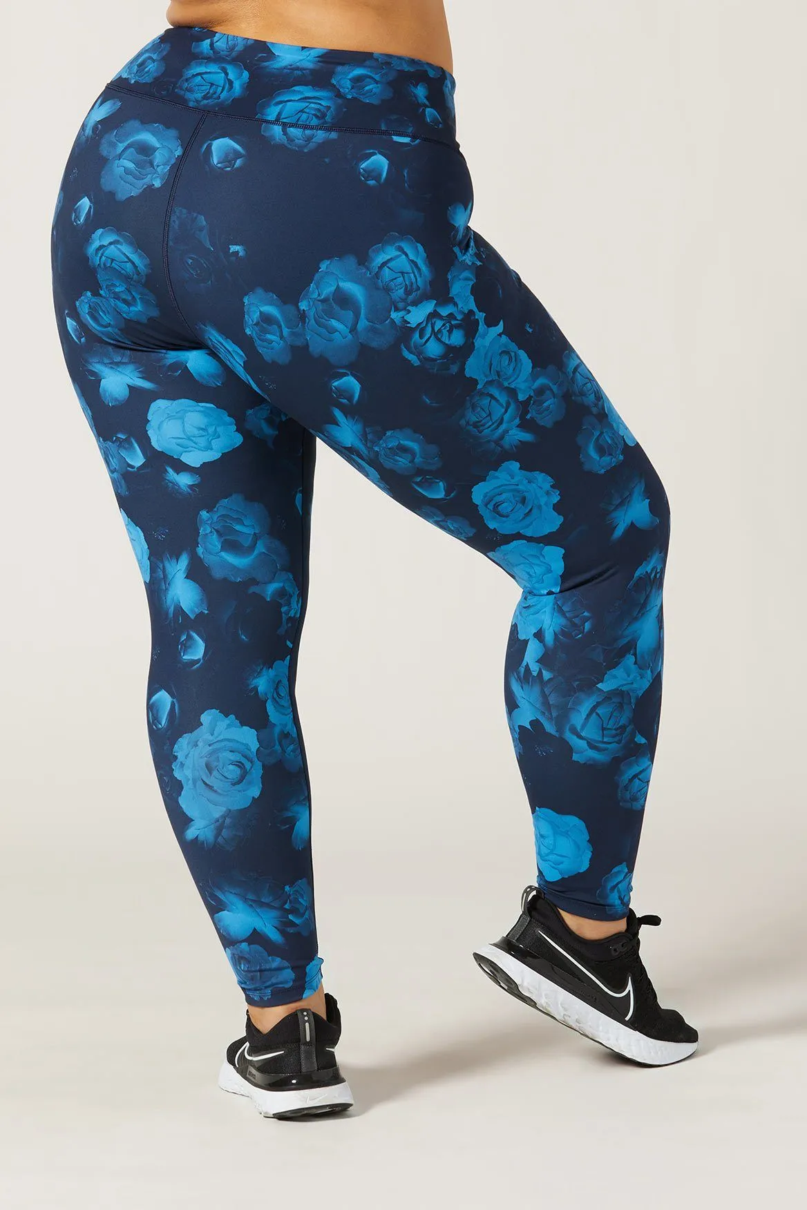 Rebel High Waist Legging Neon Flowers Blue