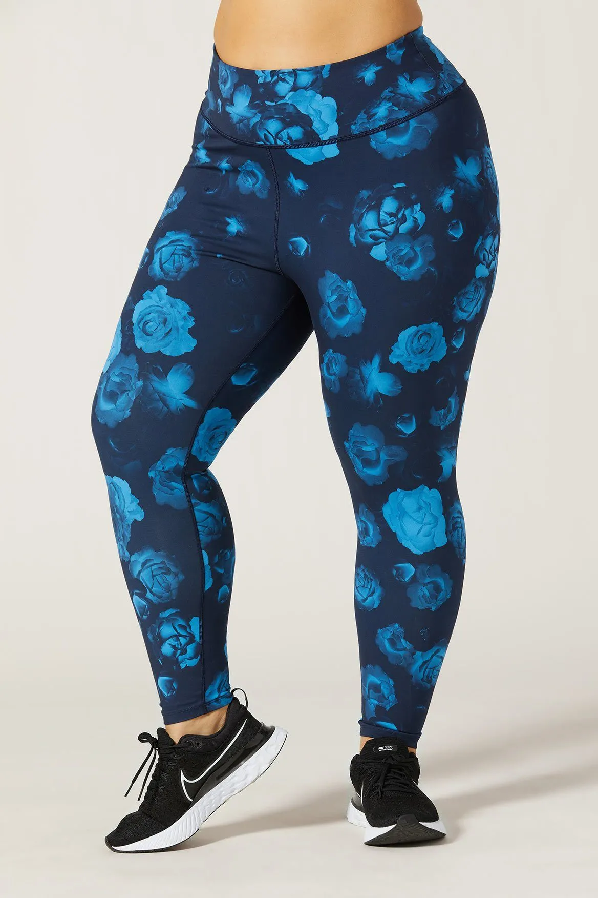 Rebel High Waist Legging Neon Flowers Blue