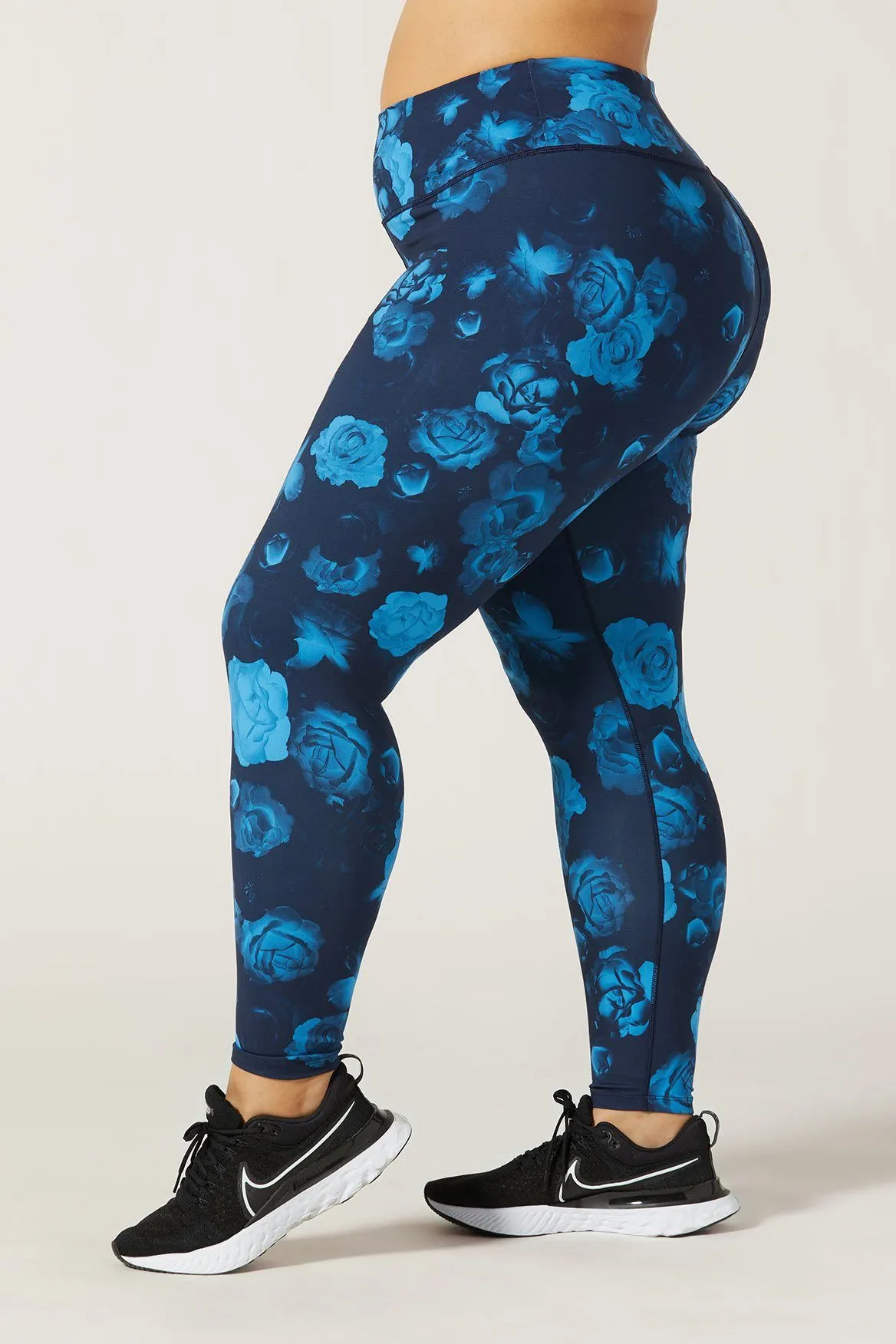 Rebel High Waist Legging Neon Flowers Blue