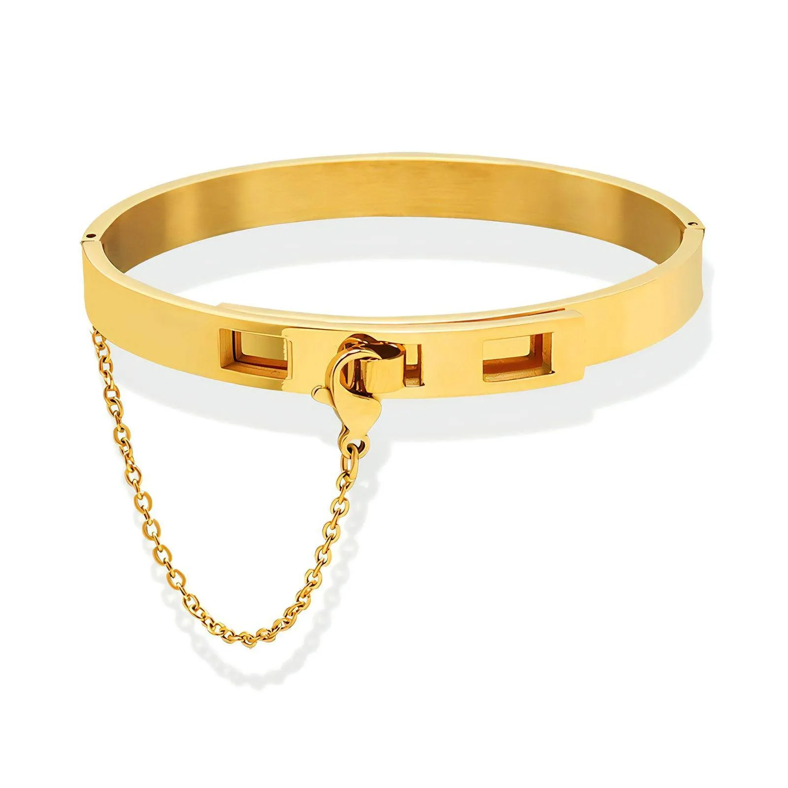 Reriti Intensity 18K gold plated Chain lock Bangle Bracelet