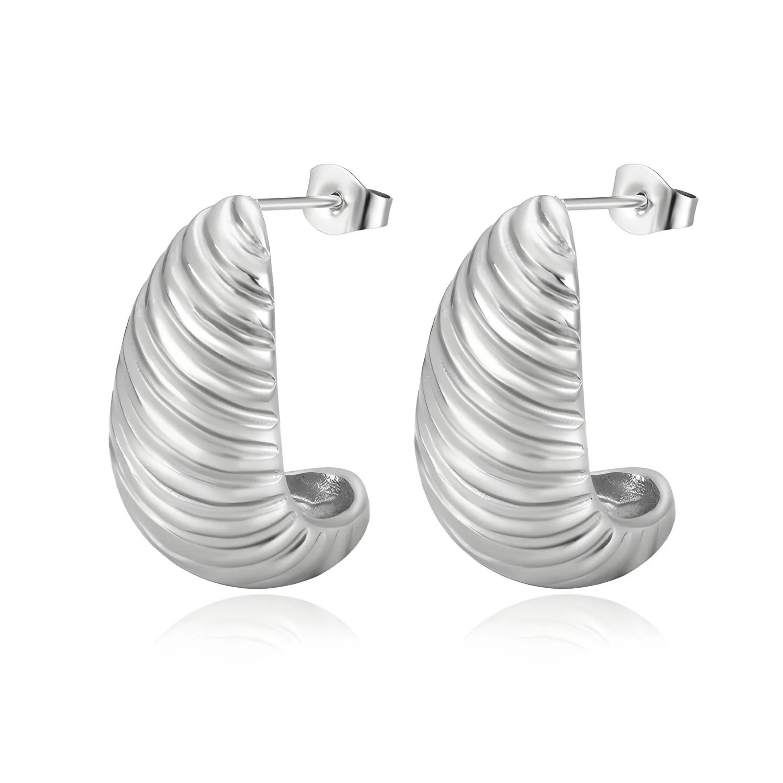 Reriti Intensity Stainless steel Silver Croissant Earrings