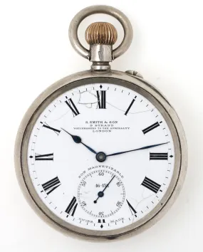 SMITHS EARLY S SMITH & SON LONGINES SILVER OPEN FACED POCKET WATCH 1904