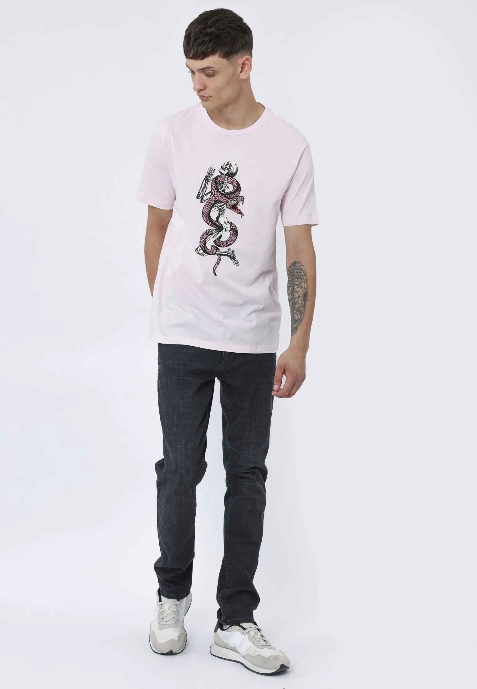 SNAKE SKELETON T-SHIRT SOFT PINK