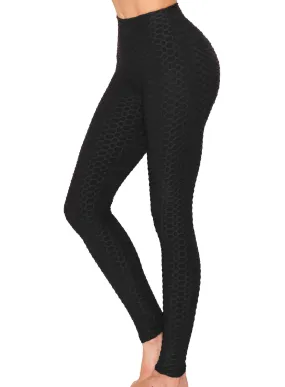 Textured 3D Booty Yoga Pants - High Waist Compression Slimming Butt Lift Solid Pants